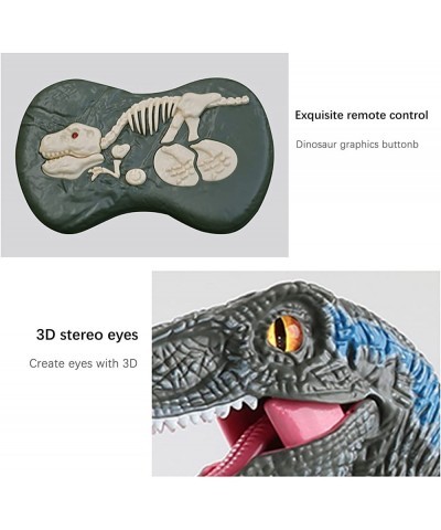 Remote Control Dinosaur Toys 2.4Ghz Walking Robot Dinosaur w/ Roaring Sounds Simulation Blue Velociraptor RC Electronic Dinos...