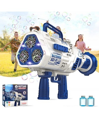 Bazooka Bubble Machine Gun - Fully Automatic Bubble Gun Bazooka with 2 Bottles Bubble Solution Light Up Bubble Maker 24 Holes...