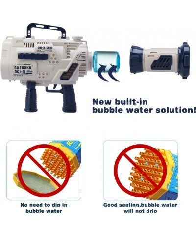 Bazooka Bubble Machine Gun - Fully Automatic Bubble Gun Bazooka with 2 Bottles Bubble Solution Light Up Bubble Maker 24 Holes...