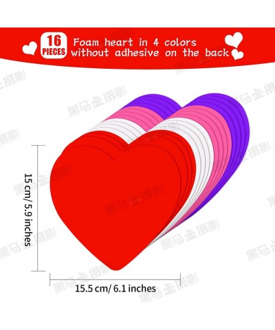 386 Pcs Valentine's Foam Heart Stickers Kit Includes 370 Pcs Glitter Self-Adhesive Heart Foam Stickers and 16 Pcs Colorful La...