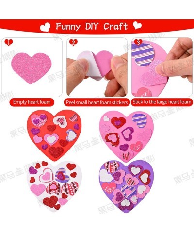 386 Pcs Valentine's Foam Heart Stickers Kit Includes 370 Pcs Glitter Self-Adhesive Heart Foam Stickers and 16 Pcs Colorful La...