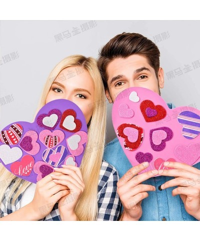 386 Pcs Valentine's Foam Heart Stickers Kit Includes 370 Pcs Glitter Self-Adhesive Heart Foam Stickers and 16 Pcs Colorful La...