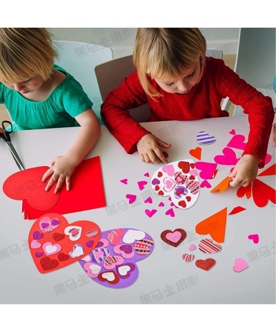 386 Pcs Valentine's Foam Heart Stickers Kit Includes 370 Pcs Glitter Self-Adhesive Heart Foam Stickers and 16 Pcs Colorful La...