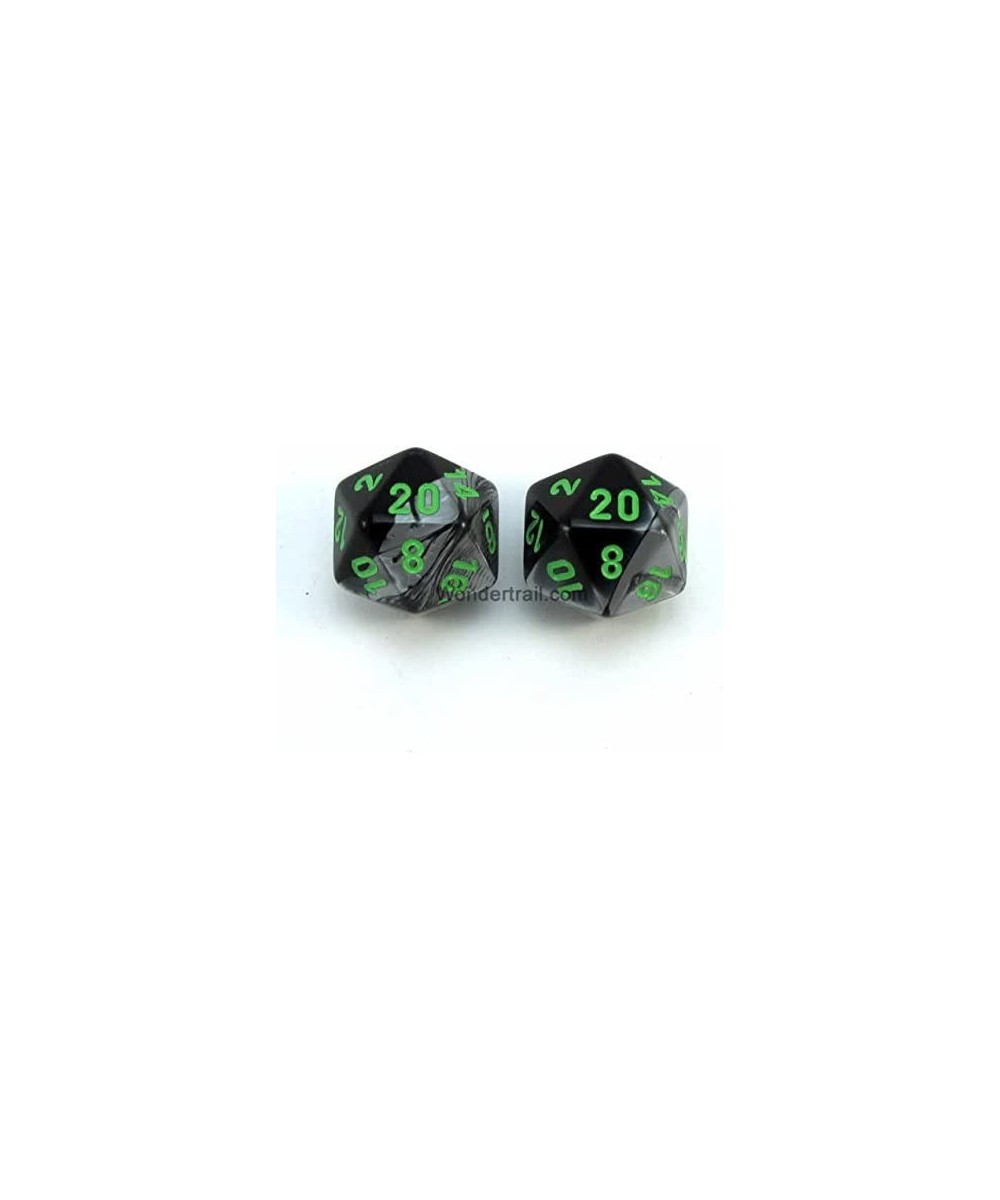 WCXPG2045E2 Black Grey Gemini Dice with Green Numbers D20 Aprox 16mm (5/8in) Pack of 2 Dice Chessex $15.85 Game Accessories