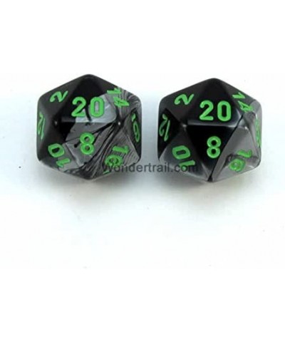 WCXPG2045E2 Black Grey Gemini Dice with Green Numbers D20 Aprox 16mm (5/8in) Pack of 2 Dice Chessex $15.85 Game Accessories