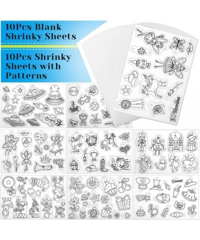 205 Pieces Shrinky Dink Keychain Kit Include 20 Pcs Shrinky Dink Paper Sheets and 185 PCS Keychains Accessories for Creative ...