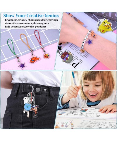 205 Pieces Shrinky Dink Keychain Kit Include 20 Pcs Shrinky Dink Paper Sheets and 185 PCS Keychains Accessories for Creative ...