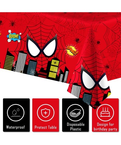 3Pcs Spider Themed Birthday Party Decorations Large Plastic Tablecloth Hero Party Table Cover for Kids Birthday Party Supplie...