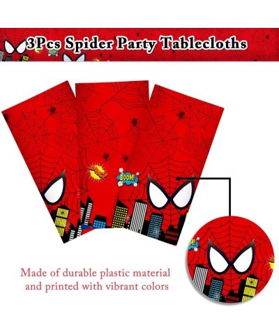 3Pcs Spider Themed Birthday Party Decorations Large Plastic Tablecloth Hero Party Table Cover for Kids Birthday Party Supplie...