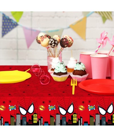 3Pcs Spider Themed Birthday Party Decorations Large Plastic Tablecloth Hero Party Table Cover for Kids Birthday Party Supplie...