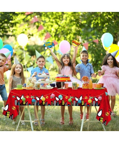 3Pcs Spider Themed Birthday Party Decorations Large Plastic Tablecloth Hero Party Table Cover for Kids Birthday Party Supplie...