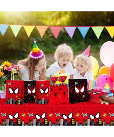 3Pcs Spider Themed Birthday Party Decorations Large Plastic Tablecloth Hero Party Table Cover for Kids Birthday Party Supplie...