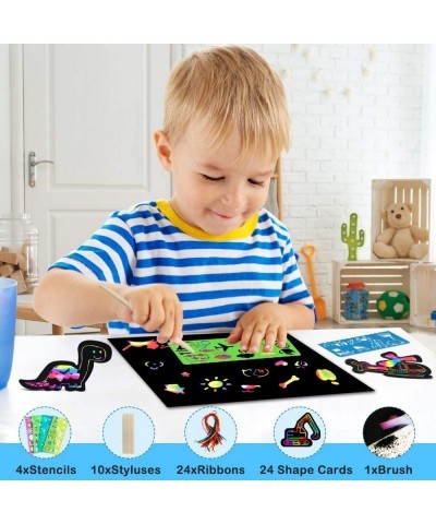 Scratch Paper Art Boy: Magic Craft Rainbow Paper Drawing Kit Black Scratch Off Pad Sheet Toddler Preschool Toy for 3-10 Age K...