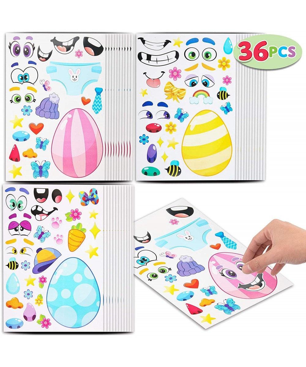 36 Pieces Easter Make A Face Sticker Sheets with Easter Eggs Themed Make Your Own Mix and Match Stickers Sheets Easter Kids P...