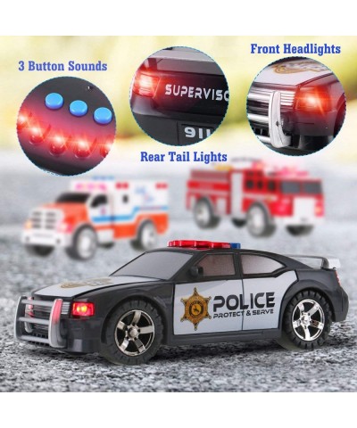 3-in-1 True Hero Emergency Rescue Vehicles Kids Toy Cars Playset - Ambulance Fire Truck and Police Car with 3-Button LED Ligh...