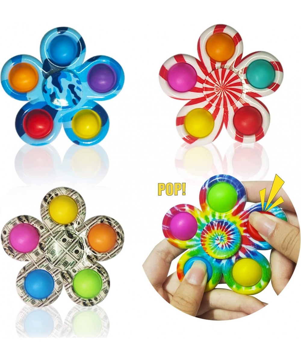 4 Pack Stress Relief Toys Pop Fidget Toys Spinners 2 in 1 Pop Bubble Dimple Fidget Toys Kids Hand Spinner for ADHD Anxiety St...