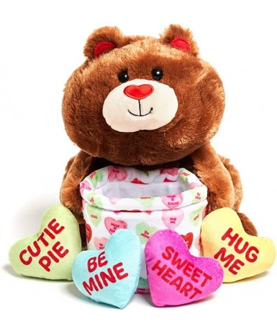 Basket of Love - Bear | Animated Valentine's Stuffed Animal Plush Toy Teddy Bear Holds Basket of Plush Hearts and Twirls Arou...