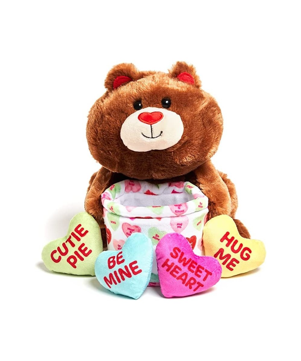 Basket of Love - Bear | Animated Valentine's Stuffed Animal Plush Toy Teddy Bear Holds Basket of Plush Hearts and Twirls Arou...