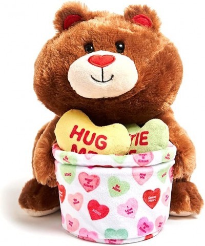 Basket of Love - Bear | Animated Valentine's Stuffed Animal Plush Toy Teddy Bear Holds Basket of Plush Hearts and Twirls Arou...