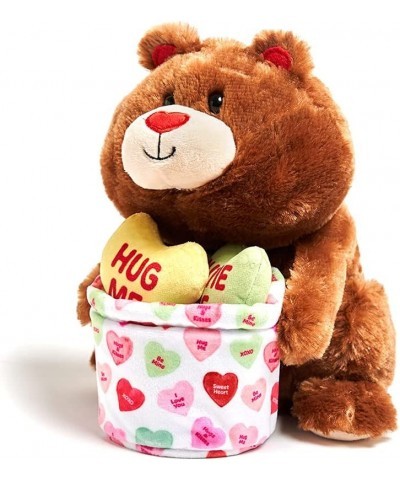 Basket of Love - Bear | Animated Valentine's Stuffed Animal Plush Toy Teddy Bear Holds Basket of Plush Hearts and Twirls Arou...