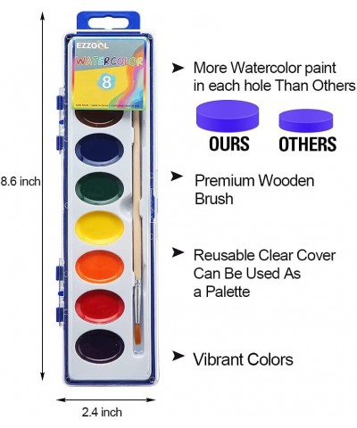 Watercolor Paint Sets Bulk Pack of 24 8 Colors Washable Paint Sets for Kids Quality Water Color Wooden Brushes Perfect for Pr...