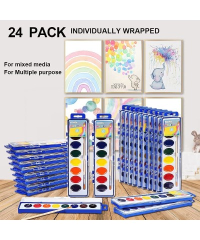 Watercolor Paint Sets Bulk Pack of 24 8 Colors Washable Paint Sets for Kids Quality Water Color Wooden Brushes Perfect for Pr...