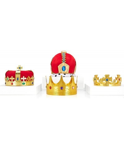 King and Queen Crown Bundle Set 4 set of crowns with jewels 3 assorted gold crown and 1 Royal king crown Costume Accessories ...