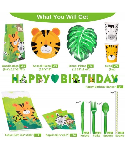 Safari Theme Party Supplies Serve 24 Animal Safari Plates and Napkins Party Supply for Jungle Birthday Decorations Includes S...