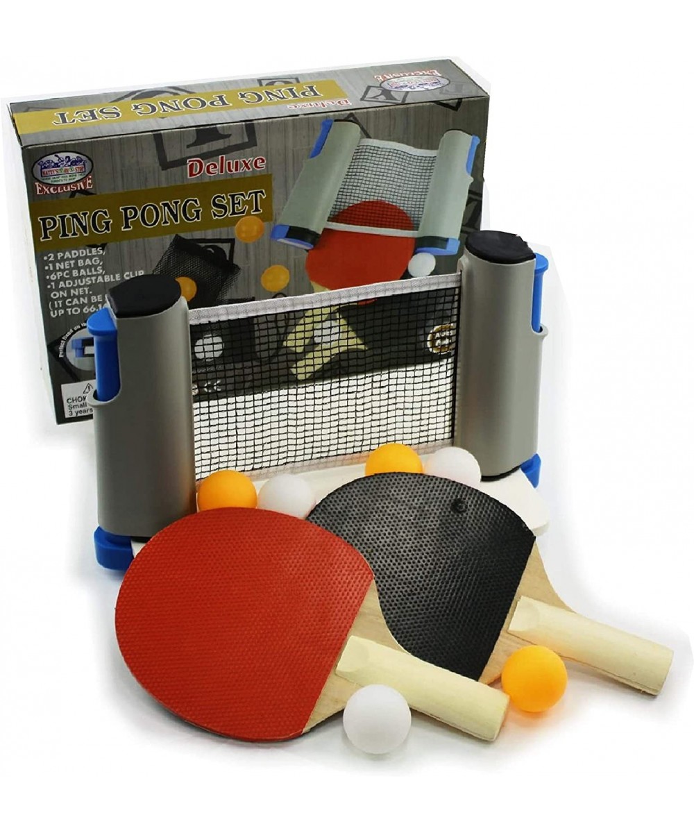 Deluxe Table Tennis (Ping Pong) to Go with Fully Adjustable Net 2 Paddles 6 Balls (3 Orange & 3 White) & Mesh Storage Bag $43...