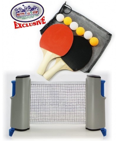 Deluxe Table Tennis (Ping Pong) to Go with Fully Adjustable Net 2 Paddles 6 Balls (3 Orange & 3 White) & Mesh Storage Bag $43...