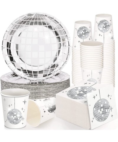 70s Disco Party Supplies Includes 50 Pcs Silver Disco Ball Paper Dinner Plates 50 Pcs Disco Paper Cups 50 Pcs Disco Party Coc...