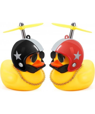 Rubber Duck Car Dashboard Decorations Funny Yellow Duck Car Ornaments with Propeller Helmet DIY Stress-relieving Toy for Adul...