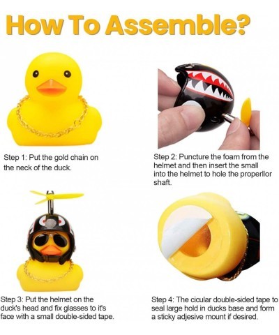 Rubber Duck Car Dashboard Decorations Funny Yellow Duck Car Ornaments with Propeller Helmet DIY Stress-relieving Toy for Adul...