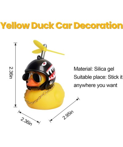 Rubber Duck Car Dashboard Decorations Funny Yellow Duck Car Ornaments with Propeller Helmet DIY Stress-relieving Toy for Adul...