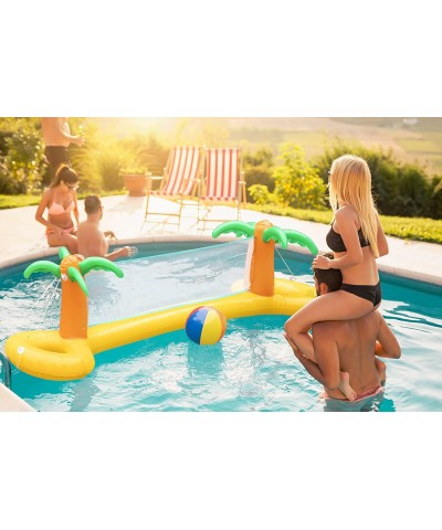 Giant Inflatable Palm Tree Volleyball Net Set w/ Ball - 12 ft Long - Fun Swimming Pool Game for Kids or Adults Outdoor Backya...