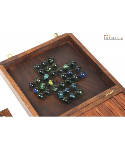 5-in-1 Wooden Magnetic Chess Board | Wooden Solitaire & Playing Card Holder and Wooden Dominoes with 5 Dice Board Game Combo ...