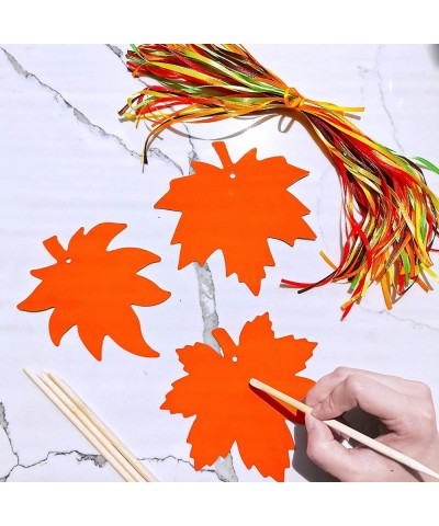 72 Sets Magic Color Scratch Art Fall Leaf Ornaments Decoration Fall Craft Kits Scratch Paper Autumn Leaves for Kids Party Fav...