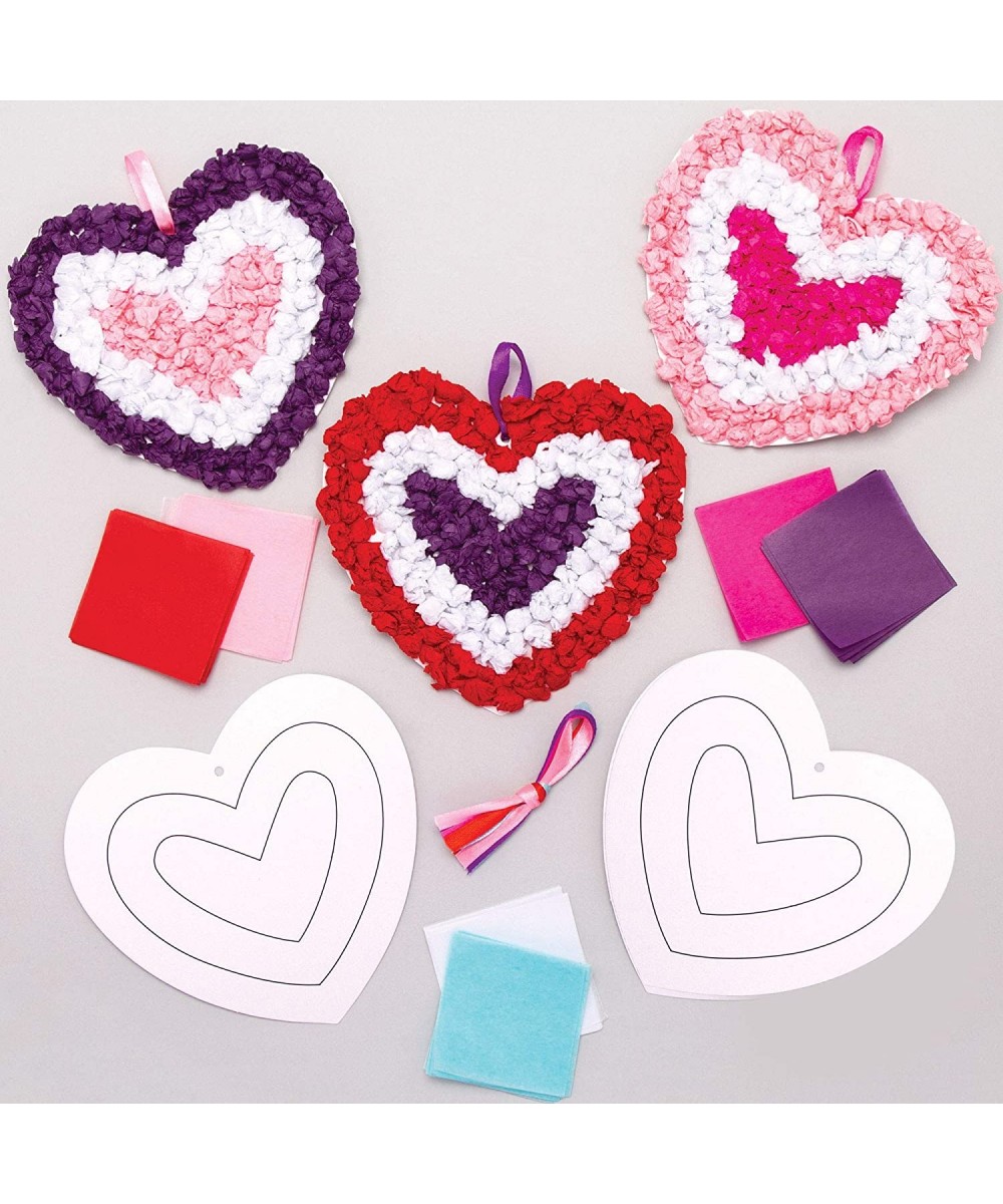 AT365 Heart Tissue Craft Ornament Kits - Pack of 5 Creative Valentine's Day Art and Craft Supplies for Kids to Make and Decor...