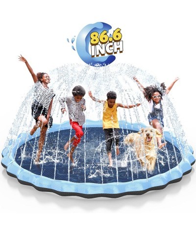 Splash Pad 86.6" Outdoor Sprinkler Splash Pad Toys for Dogs and Kids Inflatable Water Play Mat Toys Extra Large 0.5mm Thickne...