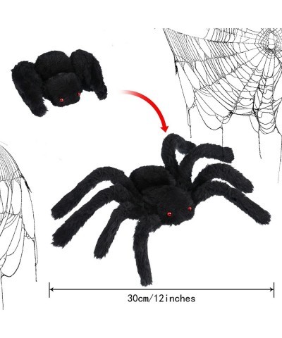 4 Pack Hairy Spiders Giant Spider Huge Spider Fake Hairy Spider Toys for Halloween Parties Haunted House Decorations 12 Inche...