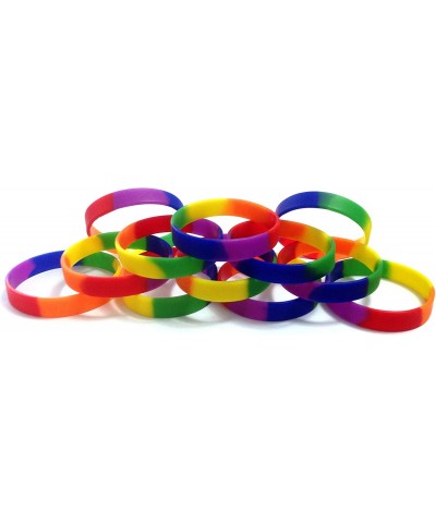 TheAwristocrat_USA Company_1 Dozen Multi-Pack Rainbow (Blank) Wristbands Silicone Rubber Bracelets $18.20 Kids' Dress-Up Acce...