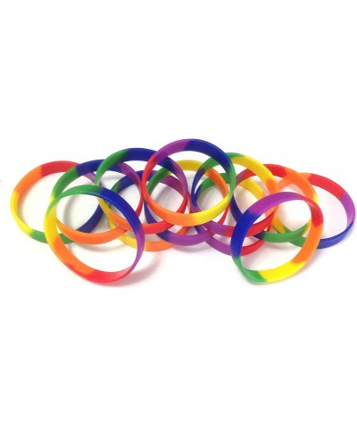 TheAwristocrat_USA Company_1 Dozen Multi-Pack Rainbow (Blank) Wristbands Silicone Rubber Bracelets $18.20 Kids' Dress-Up Acce...