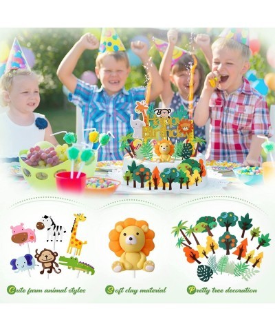 26 Pcs Jungle Animal Cake Toppers Animals Happy Birthday Cake Decorations Wild One Party Cupcake Topper Zoo Animals Cake Topp...