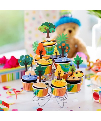 26 Pcs Jungle Animal Cake Toppers Animals Happy Birthday Cake Decorations Wild One Party Cupcake Topper Zoo Animals Cake Topp...