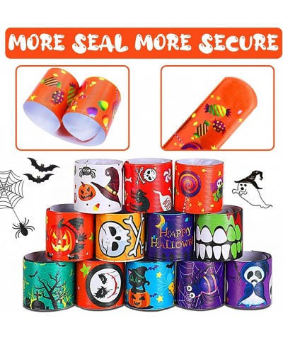 48Pcs Halloween Slap Bracelets Wristbands Friendship Bracelets Snap Bracelets Craft for Halloween Party Favors Supplies and D...