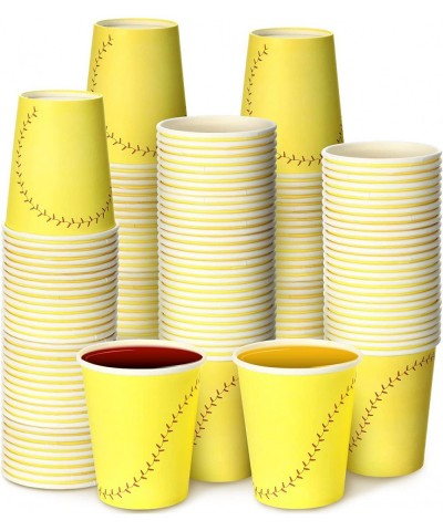 50 Pieces Softball Theme Cups 9 oz Disposable Paper Cups with Yellow Background Softball Party Favors Softball Birthday Party...