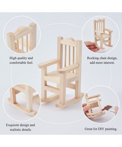 4pcs 1:12 Mini Rocking Chair Dollhouse Wooden Chairs Scale Miniature Rocker Chair Tiny Furniture Model Chair for Crafts Dollh...