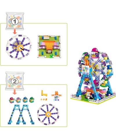 Girls Building Blocks Set Toy 653pcs Micro Mini Building Blocks Ferris Wheel Toy Carnival Amusement Park STEM Construction Ki...