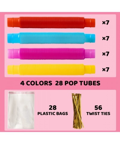 28 Packs Valentines Cards with Pop Tubes for Kids Pop Tubes with Valentines Day Gift Cards Set Stretchy Tube Sensory Stress R...