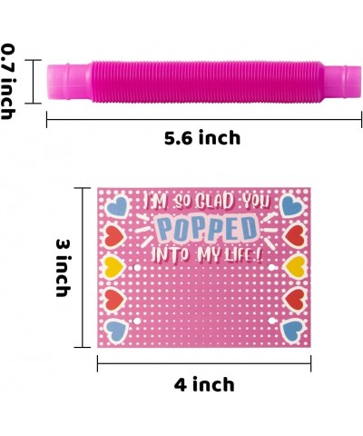 28 Packs Valentines Cards with Pop Tubes for Kids Pop Tubes with Valentines Day Gift Cards Set Stretchy Tube Sensory Stress R...